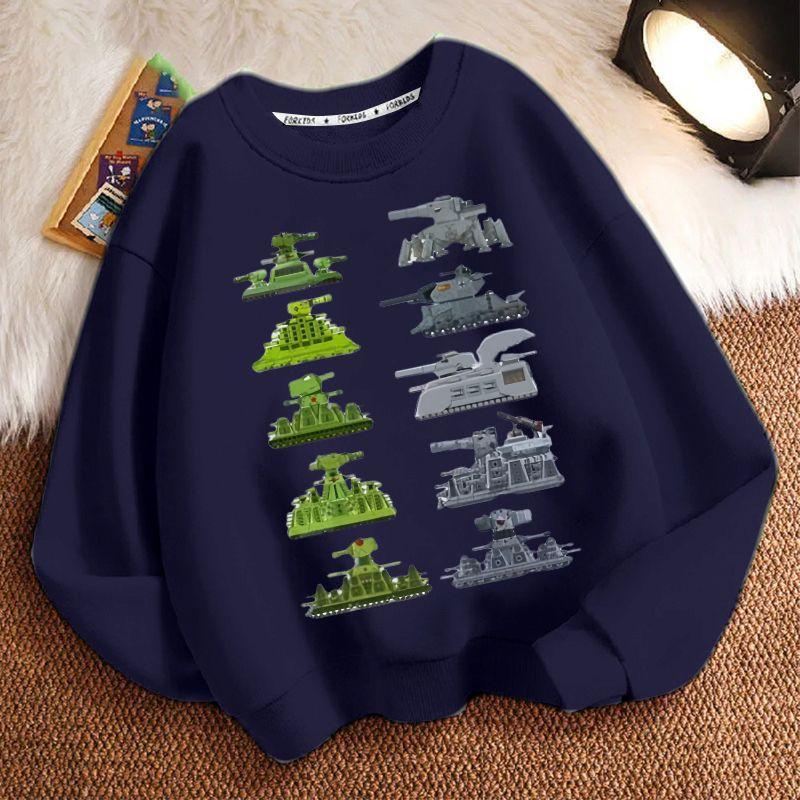 Children's Fashion Tank Sweatshirt for Autumn and Winter, Loose Long-sleeved Sweatshirts for Boys and Girls