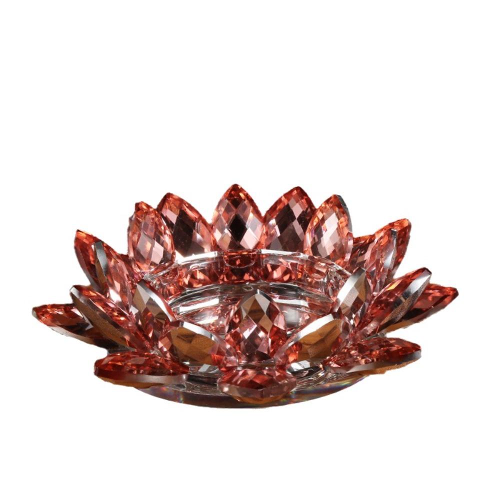 Thicken Lotus Candle Holder Colorful Crystal Lotus Candlestick Wedding Party Decor