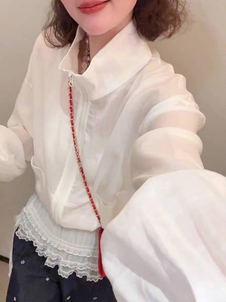 Korean-Style Stand-Up Collar Zip-Up Sun Protection Jacket for Women - 2025 Spring/Summer Cotton-Linen Collection, Slimming and Loose Fit