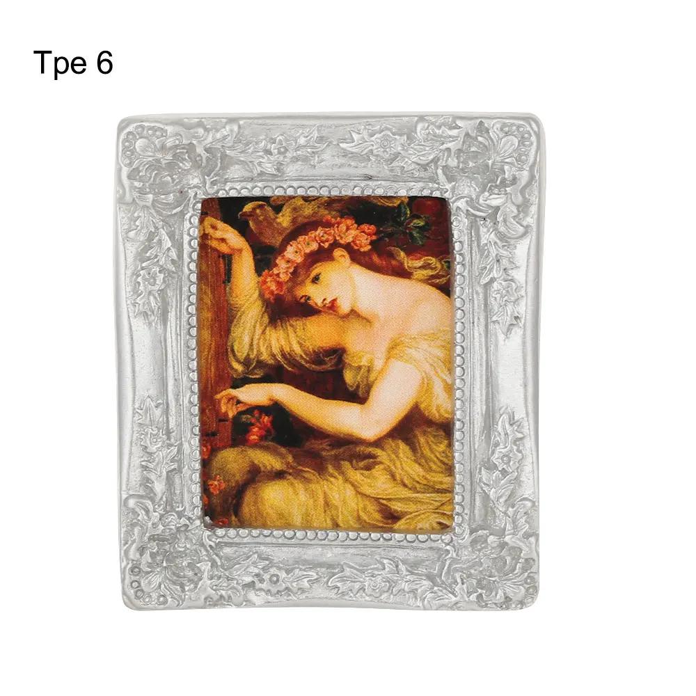 1:12 Scale Dollhouse Miniature Oil Painting Vintage Character Landscape Picture Mini Photo Frame Dollhouse Wall Mural Ornaments