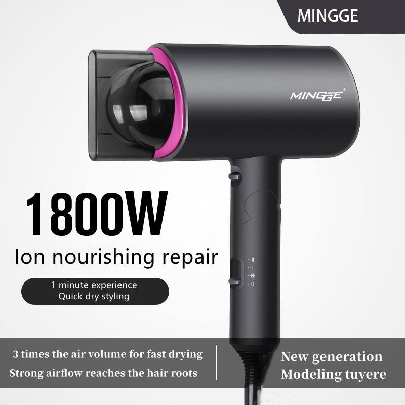 Popular Foldable Hair Dryer 1800W Blue Light Negative Ion Super Silent US/EU/UK/Plug 110V/220V Home Barber Recommended
