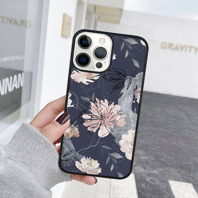 Retro Flower Leaves Graffiti Phone Case For iPhone 17 Air 15 16 Cover 11 13 14 Pro Max 12 Plus Max Fundas