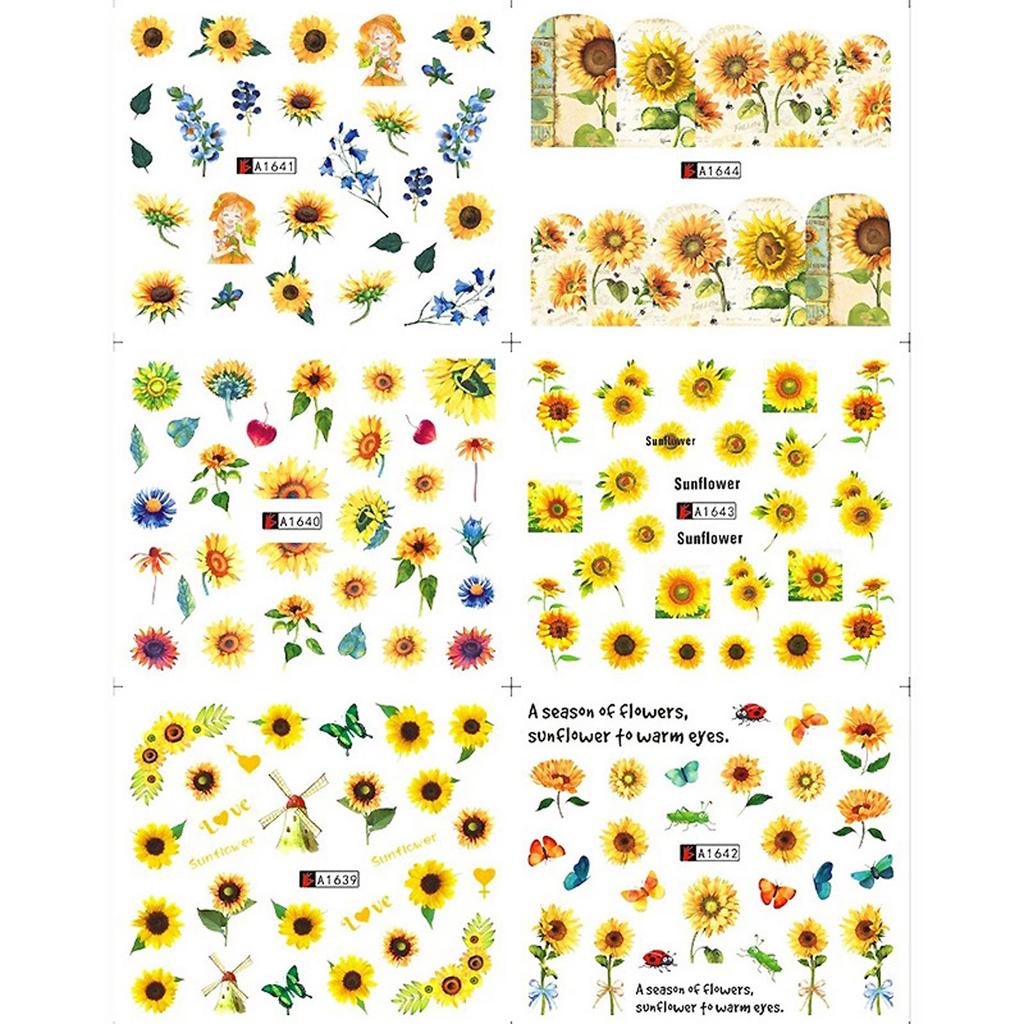 Water Transform Nail Sticker Floarea-soarelui Daizy Nail Stickers Nail Art Decoration Manichiura