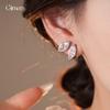 Cold wind geometric leaves zircon earclips personality temperament no earrings earrings women