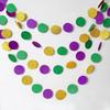 Decor365 Gold Purple Green Mardi Gras Decorations Glitter Dot Mardi Gras Garland Decor Circle Streamers Fat Tuesday Banner Carnival Themed Backdrop