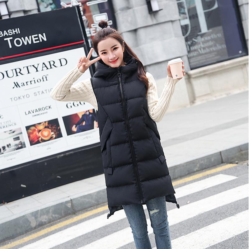 Medium and long down cotton vest women's autumn and winter new loose outer vest cotton jacket