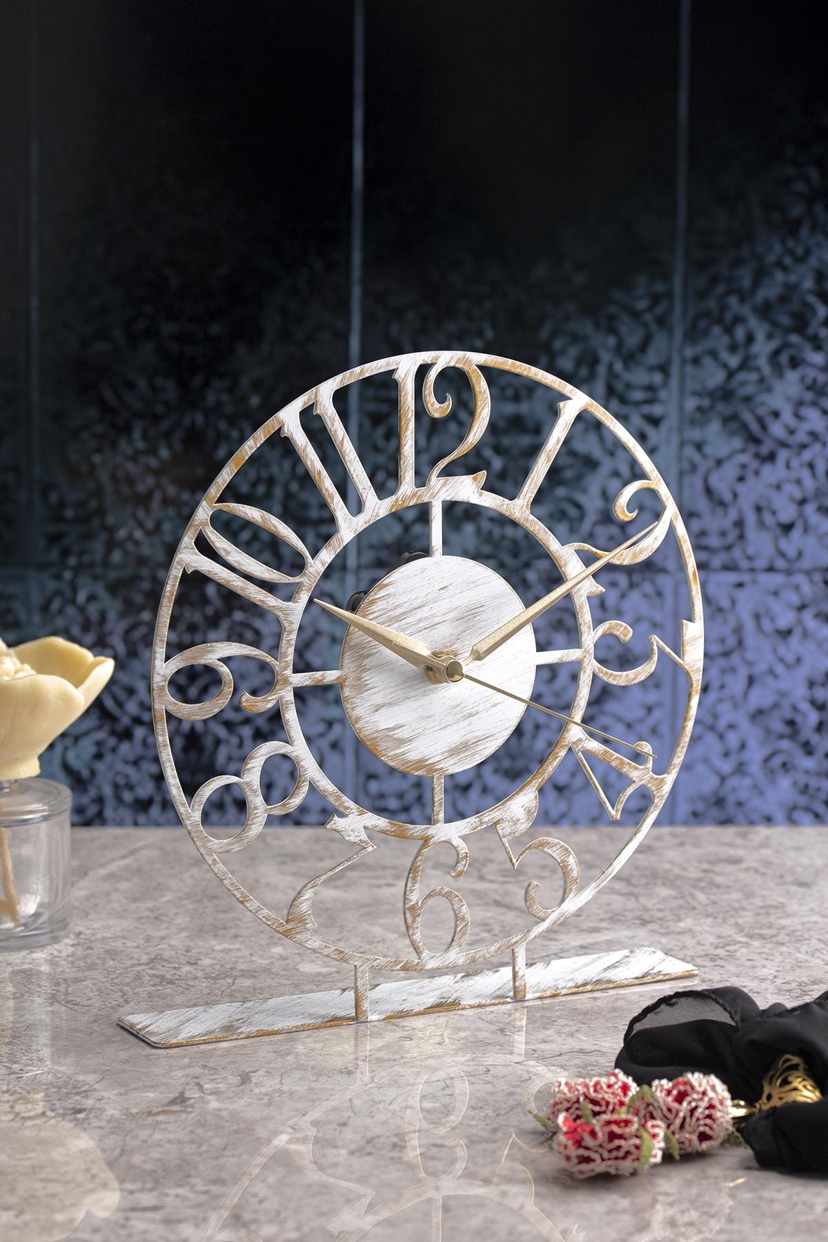 

Muyika Yiğit Металлические белые антикварные настольные часы 25x23см Mms-m