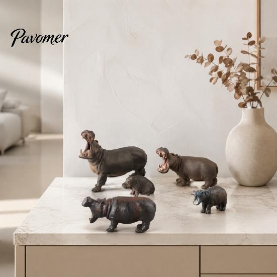 Educational Animal Figure Simulation Hippopotamus Figurine, Lifelike Hippo Statue Sculpture, River Hand Painted Sculpture Horse Model Toy for