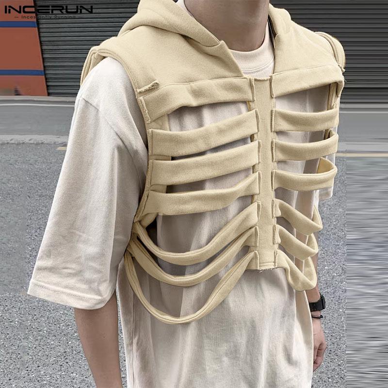 INCERUN Men Cool Style Sleeveless Hollow Out Cosplay Pullover Waistcoats