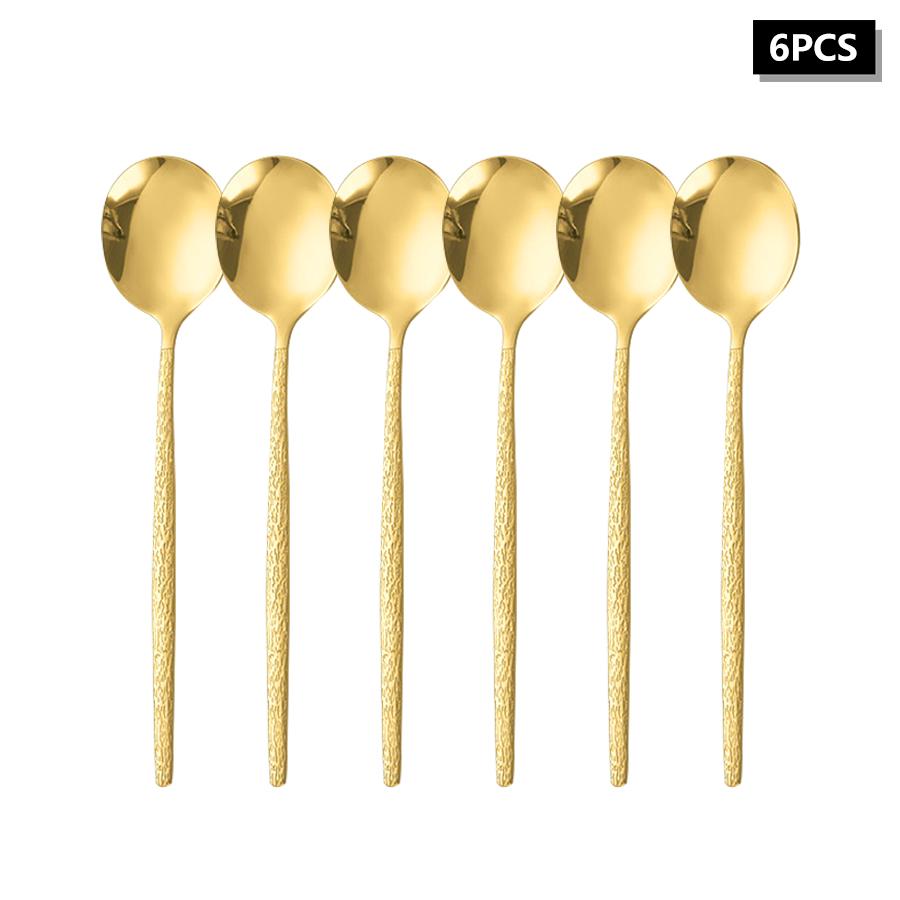 4/6/16/24pcs Stainless Steel Gold Cutlery Set Crack Handle Portuguese Style Cutlery Set Suitable for Family Hotel Restaurant