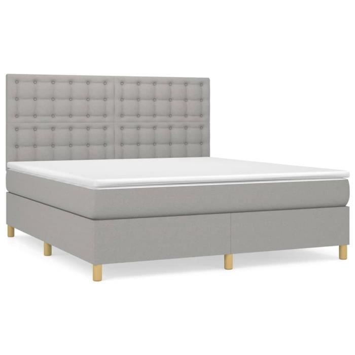VidaXL Lit à sommier tapissier avec matelas Gris clair 180x200cm Tissu - Modèle 3142673