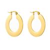 Gold Tone Flat Wide Hoop Earrings for Women