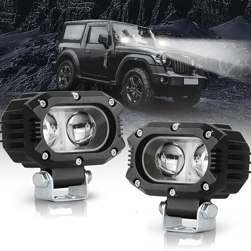 1/2 peças Luzes de neblina para motocicleta LED Lâmpada de neblina auxiliar Amarelo Branco Holofote Luz de direção Luzes de trabalho Universal para caminhão SVU UTV