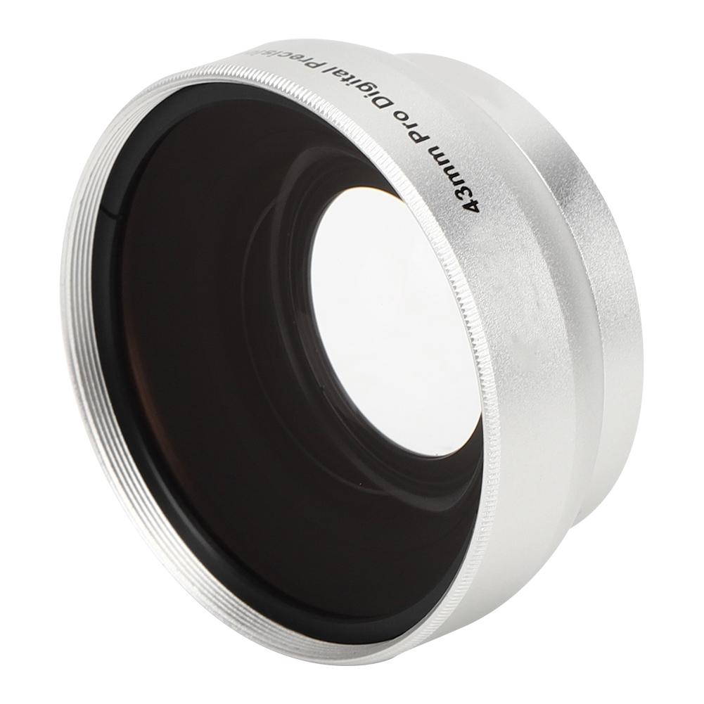 0.45X Optical Glass Silver Camera Wide Angle Magnification Additional Lens for 43mm Camera Lenses