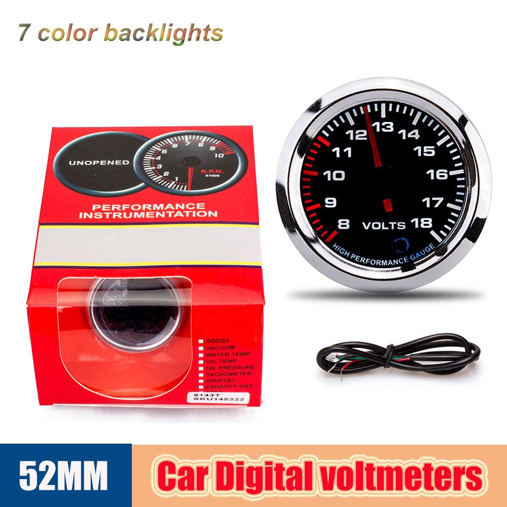 PSI Boost/PRM/Water Temp/Oil Temp/Oil Press/Voltage/Air Fuel Ratio/EGT 2"52mm Car Gauge 7Color LCD Digital Instrument Kit Holder