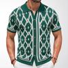Camicie a Maniche Corte in Maglia da Uomo Casual Traspiranti a Bottoni con Colletto a Righe Top per Vacanze Estive Vintage in Maglia Camicie da Golf da Spiaggia Top per Uomo