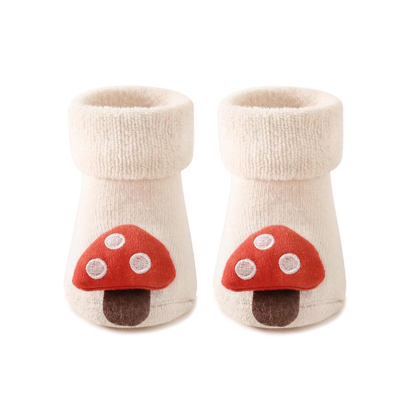 Winter Infant Cartoon Doll Non-slip Mid-calf Socks: Thick & Warm for Newborns and Toddlers