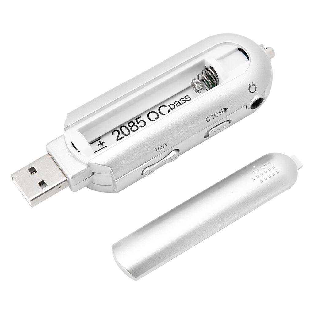 Leitor MP3 USB de Música Portátil Com Tela LCD Rádio FM Memória de Voz Cartão SD Prata