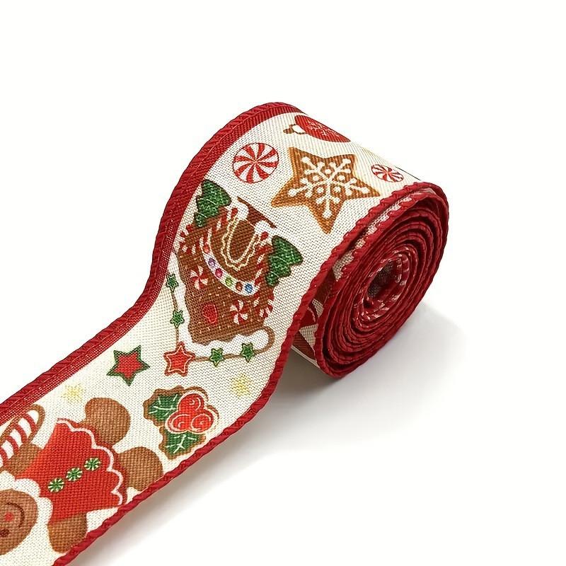 Unique Christmas Decoration Red Burlap Ribbon With Adorable Gingerbread Man Prints For Seasonal Styling
