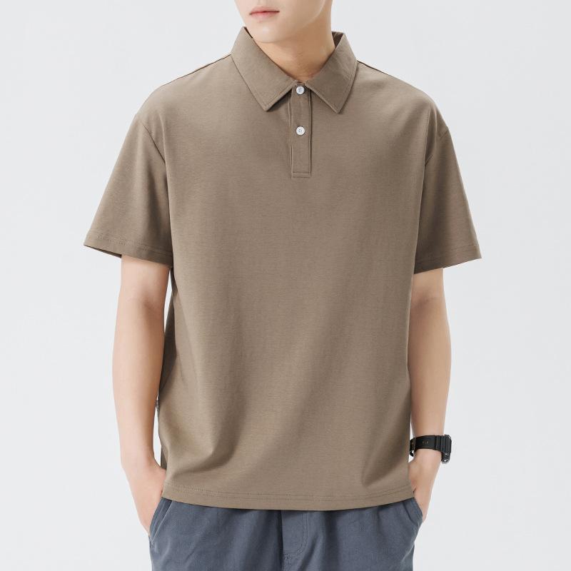 Updated Summer Lapel Polo Short-sleeved Mens Heavy T-shirt for Mens Lapel Thin Short T-t-thigh