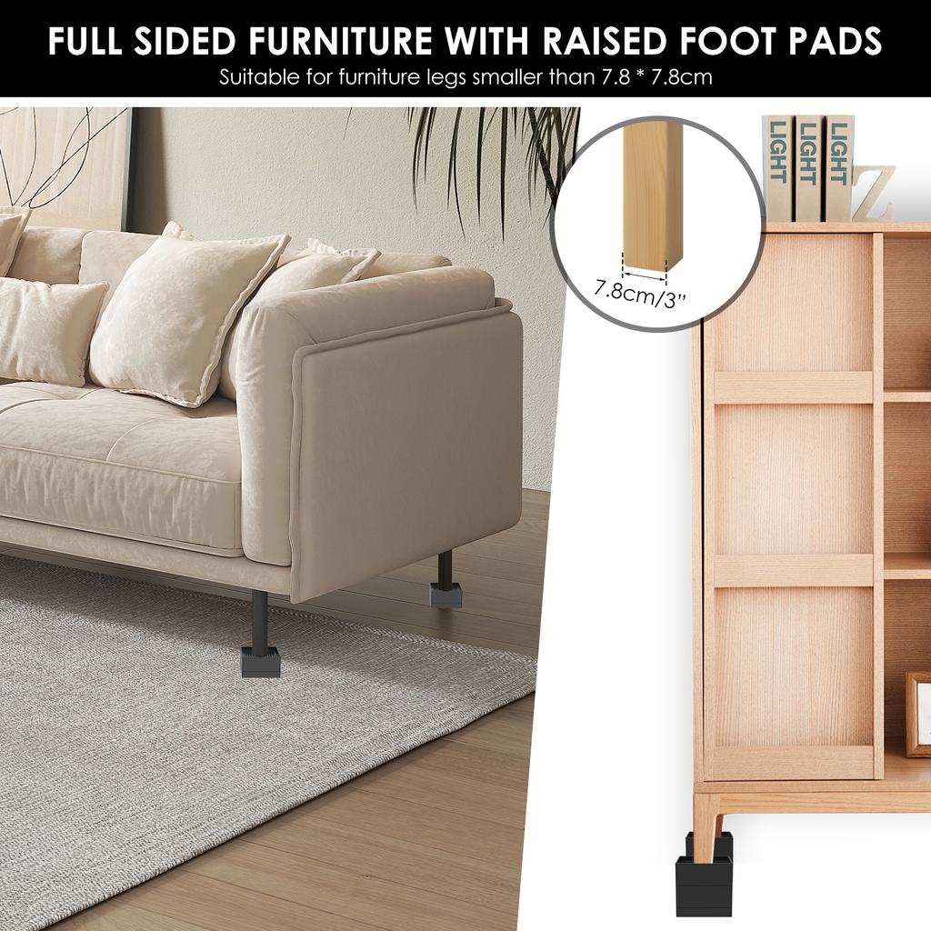 4Pcs Stackable Bed Riser Plastic Non Slip Furniture Riser Multifunctional Adjustable Bed Support Riser for Couch Desk Sofa Table