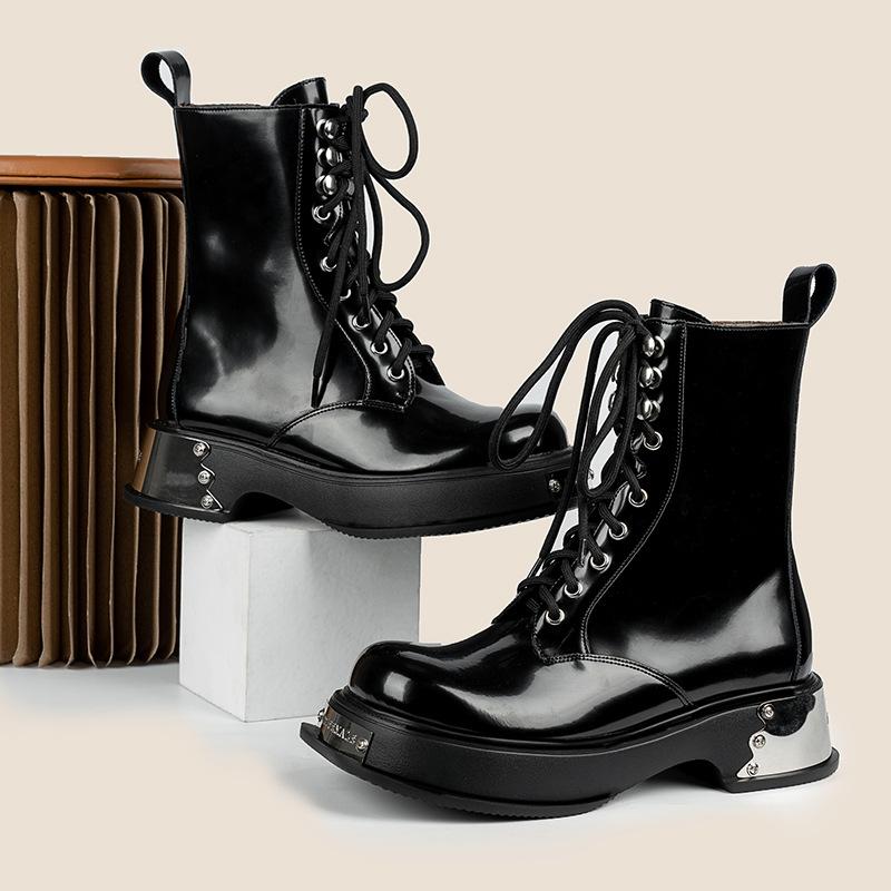 Quality Selection Women's Boots Trend Pearl Chain Design Women Ankle Boots High Quality Platform Leather Short Boots Botas Mujer