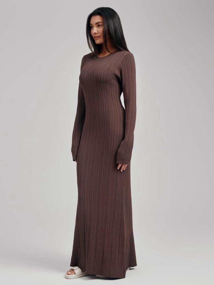 Pletené dámské šaty s kulatým výstřihem podzim zima slim fit s vysokým pasem obepínající boky dámské šaty elegantní s dlouhým rukávem slim dámské