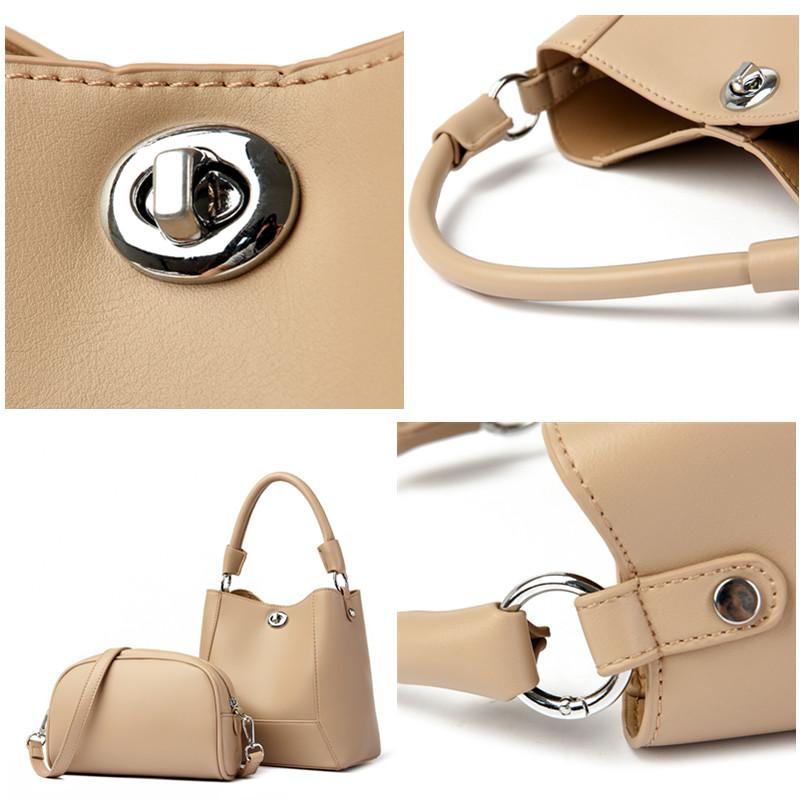 Fashion Two In One PU Leather Women Shoulder Bag New Brand Crossbody Bag Casual Retro Solid Color Female Travel Shopper Tote Bag
