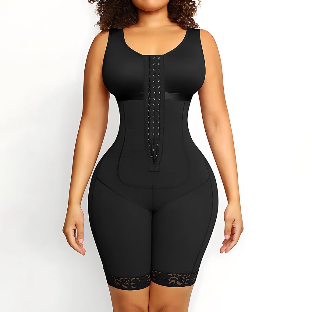 Cinta Modeladora Transfronteiriça: Body Shaper de Malha Inteiriço com Controle de Barriga, Fechamento por Colchetes, Levanta Quadril e Suporte para os Seios