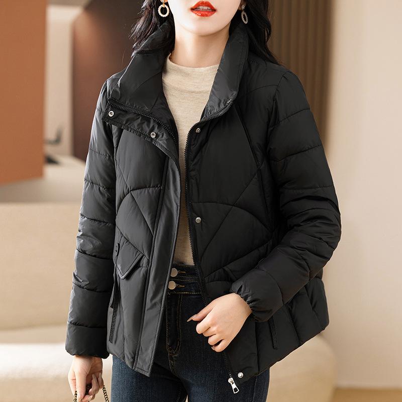 

Down cotton jacket women s autumn and winter new design sense stand-up collar light cotton jacket women s short jacket M чёрный