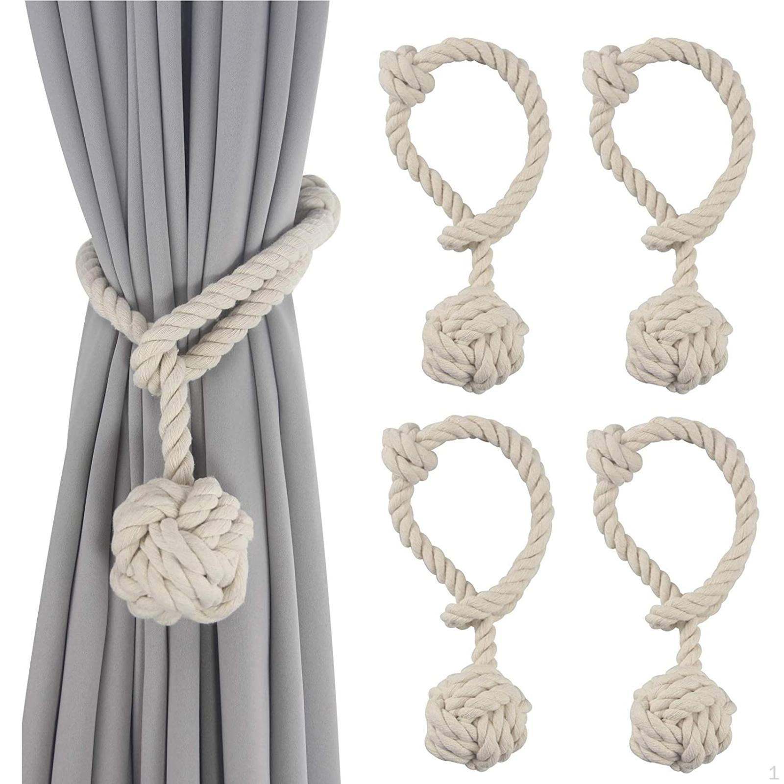 Вязаные веревочные подхваты для штор Декоративный зажим-держатель Пряжка Окно 4PCS Beige