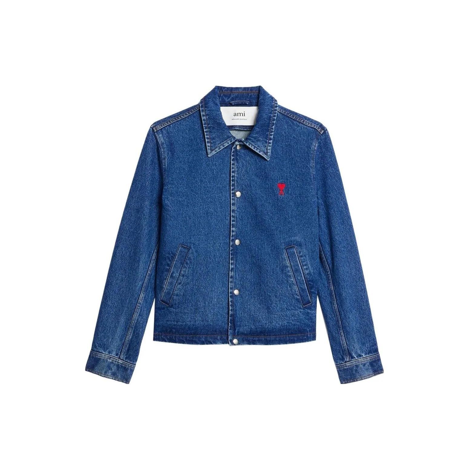 Amiparis Logo Embroidered Pointed Collar Single-Breasted