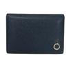Used Bulgari Man Card Holder 289116 7946, Gray Two-Tone Calfskin, RFID IC Chip Compatible Logo Navy Men's from Japan