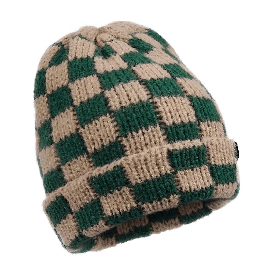 Clape Knit Cap for Men and Check Simple and Watch Cold Warm Hat for Outdoor Snowball Fishing Women, Polyester, Stretchy, Double-Layer Fabric, 2-Color