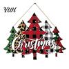 Christmas Front Entrance Sign Wooden Hanging Ornament, Multi-Layer Tree Wood Plaque Atmosphere Wall with Rope, Merry Festive Door Decor Shaped Signs