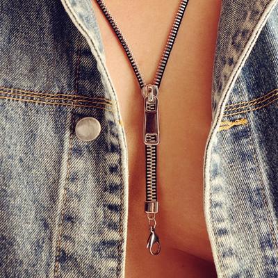 Kreativer Choker Reißverschluss Halskette Titanstahl Hip-Hop Ziehbarer Reißverschluss Pullover Kette Punk Trendig Schlüsselbein Halskette Paar