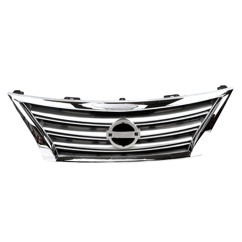 Front Mesh Grille for Nissan Sylphy 2013-2015: Electroplated, Ventilated Design