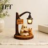 LED Light-up Ghost Figurine Halloween Reading Figurine, Street Light Resin Mini Statue Statue, Cat Desktop Decoration for Holiday Party