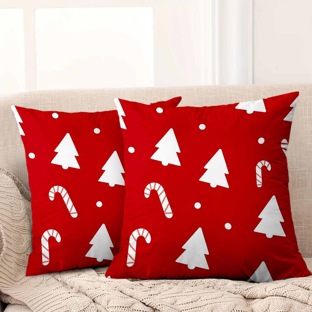 1 Pieces Christmas Red Pillows With Tree Candy Cane Polyester pillowcase, sofa decorative cushion cov Headboard Pillow