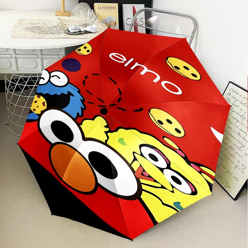 Elmo And Cookie Sesame Friends Umbrella Folding umbrella, automatic umbrella 8-Frame for Travel, camping Use Gift for Halloween Christmas