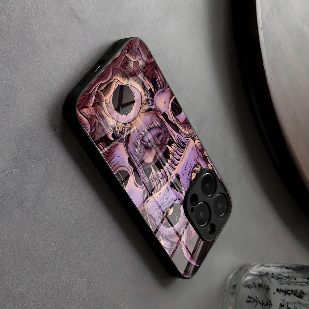 Occult Skull Black And White Phone Case Glass For IPhone17 Air 16 15 17 14 Pro Max 13 12 11 X XS XR Plus For Samsung S 25 24 23