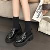 2025 Autumn New Leather Platform Heightening Loafers Women's British Style Small Leather Shoes Versatile Casual Single Shoes Women