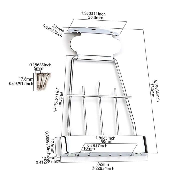 6 String Guitar Trapeze Tailpiece Bridge Replacement Parts Easy To Install