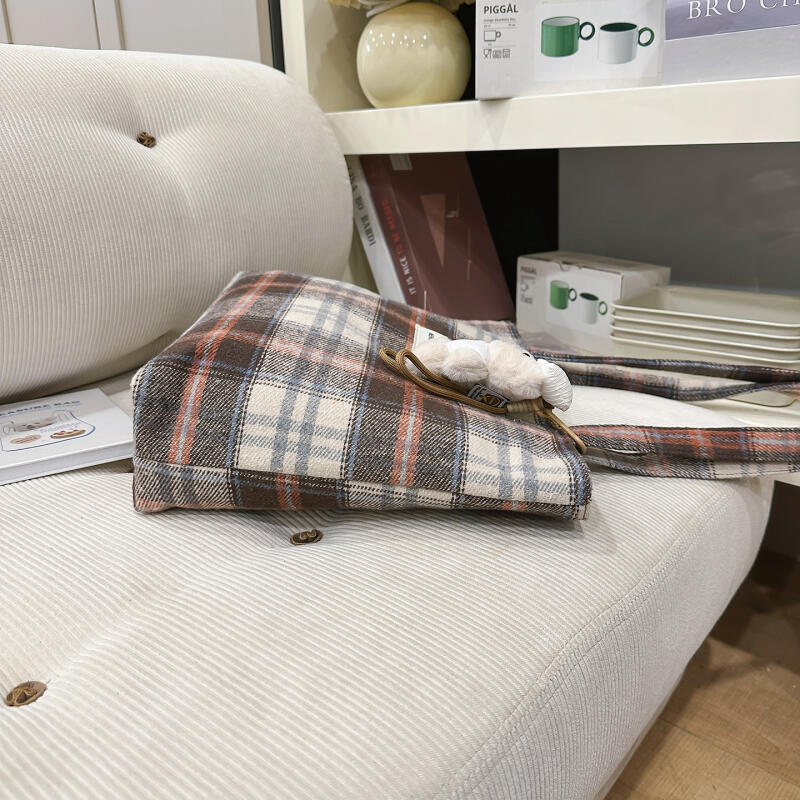 Große Kapazität Unordentlichkeitstasche Wollkaromuster Schulter Tragetasche