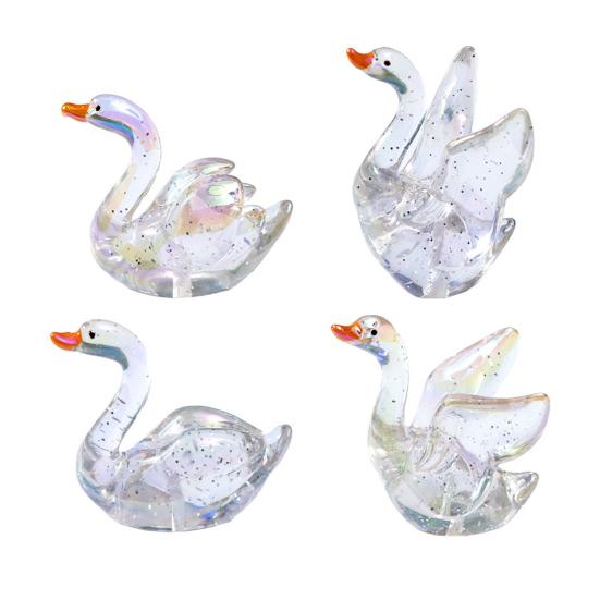 4 шт. Мини-фигурка лебедя, Миниатюрный прозрачный лебедь из смолы, Украшение-животное для сказочного сада, Моховой пейзаж, Аксессуары для поделок DIY-террариума 4pcs