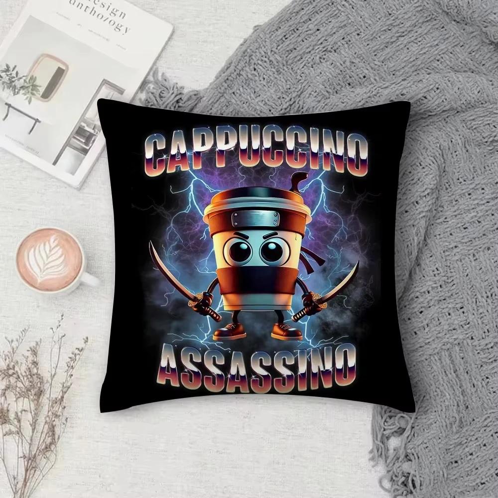 Tung Tung Tung Sahur Tralalo Italan Brainrot Pillow Case Print Square Pillow Bedroom Room Decoration Pillowcase