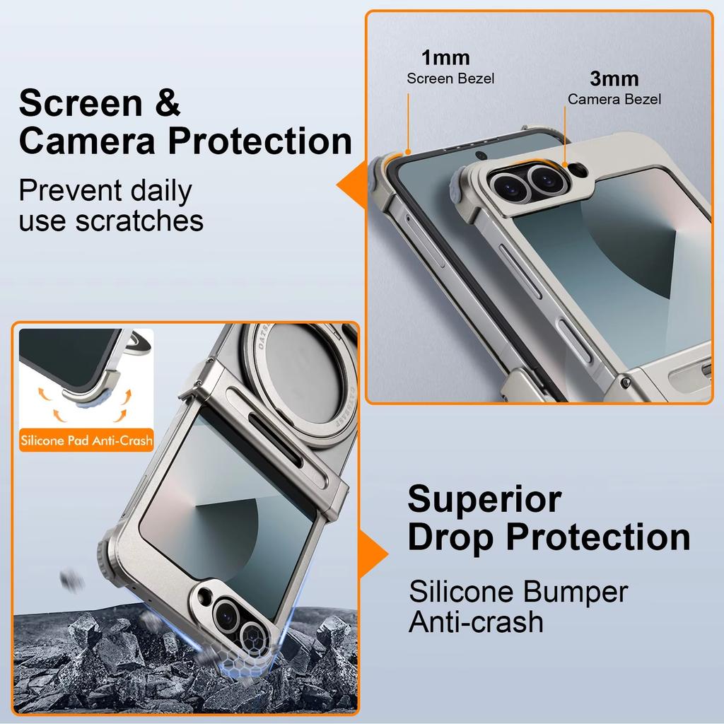 Tidlig for Samsung Z Flip 7 Deksel for MagSafe Aluminium Metall 360 Roterende Magnetisk Støtte Støtte Rammefritt Støtsikkert Bumper Deksel