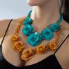 Bohemian Acrylic Flower Necklace - Colorful Rose Sweater Chain