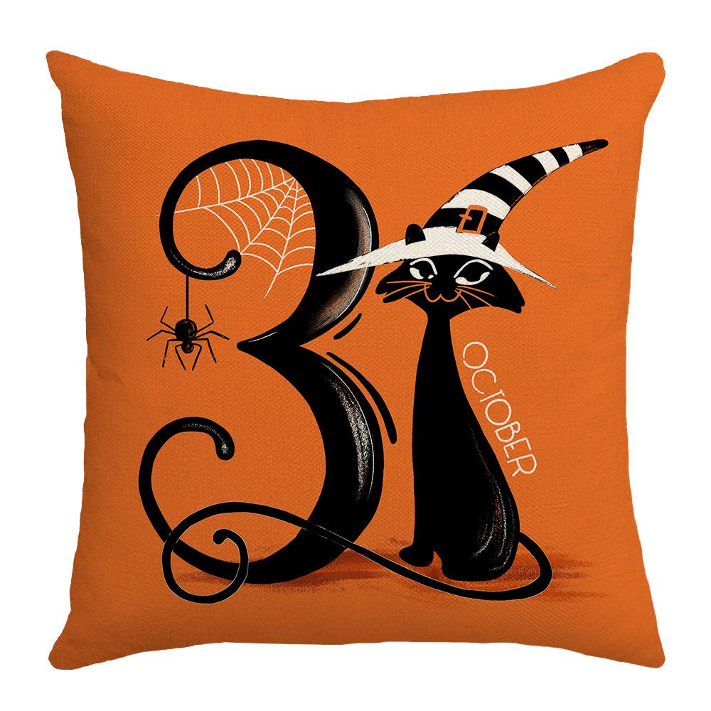 Halloween Pillow Home Pumpkin Cat Witch Hat Striped Sofa Decorative Pillow Case