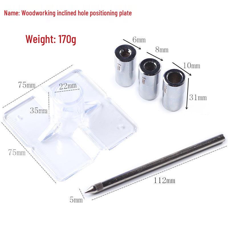 Woodworking Right Angle Drill Jig for 6mm, 8mm, 10mm Holes